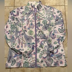 Sport Savvy Floral Paisley Lightweight Zip Jacket Women’s